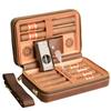 CIGAROL Travel Cigar Humidor Case with Shoulder Strap, Leather & Wood Box for 6 Cigars, with Cigar Lighter, Cutter and Humidifier, Portable for Business & Leisure(Brown) view 1