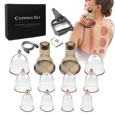 AIKOTOO Cupping Set - Cupping Kit for Massage Therapy w/ 12 Cupping Therapy Set for Pain Relief Physical Therapy Body Vacuum Massage Cups with Pump