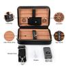 CIGAROL Travel Cigar Humidor Case with Shoulder Strap, Leather & Wood Box for 6 Cigars, with Cigar Lighter, Cutter and Humidifier, Portable for Business & Leisure(Black) view 2