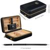CIGAROL Travel Cigar Humidor Case with Shoulder Strap, Leather & Wood Box for 6 Cigars, with Cigar Lighter, Cutter and Humidifier, Portable for Business & Leisure(Black) view 3