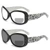 2023 Transition Photochromic round Bifocal Reading Glasses For Women Presbyopia Rhinestone Readers Sunglasses (black white, 2.25, multiplier_x) view 1