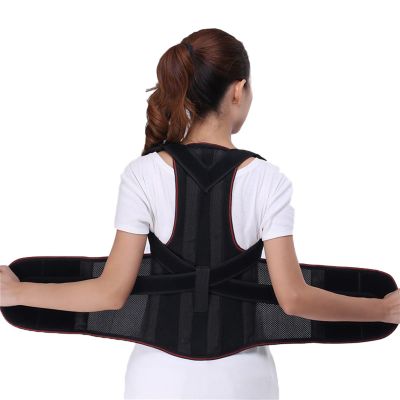 XWSM Posture Corrector Back Brace Clavicle Shoulder Lumbar Support Belt Waist Trainer Belt Adjustable Compression Waist Trainer Wrap for Kids Men Women (Color : Black, Size : M/Medium)