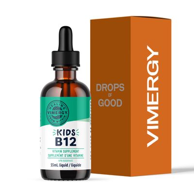 Vimergy Kids USDA Organic Liquid B12  Promotes Physical Development & Cognitive Function*  Fast-Absorbing Immune Support*  Vegan, Non-GMO  55 mL