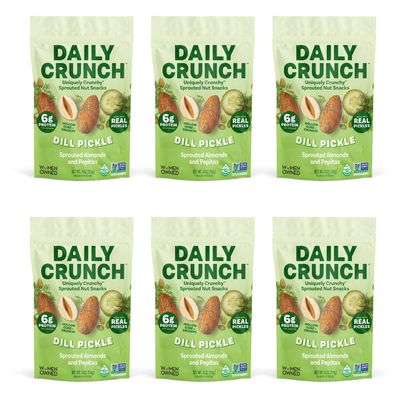 Daily Crunch Sprouted Almonds and Dehydrated nuts for a Unique Crunch, Keto Friendly, Non-GMO Zero Seed Oils, Gluten Free, 4oz (6 Pack, Dill Pickle)