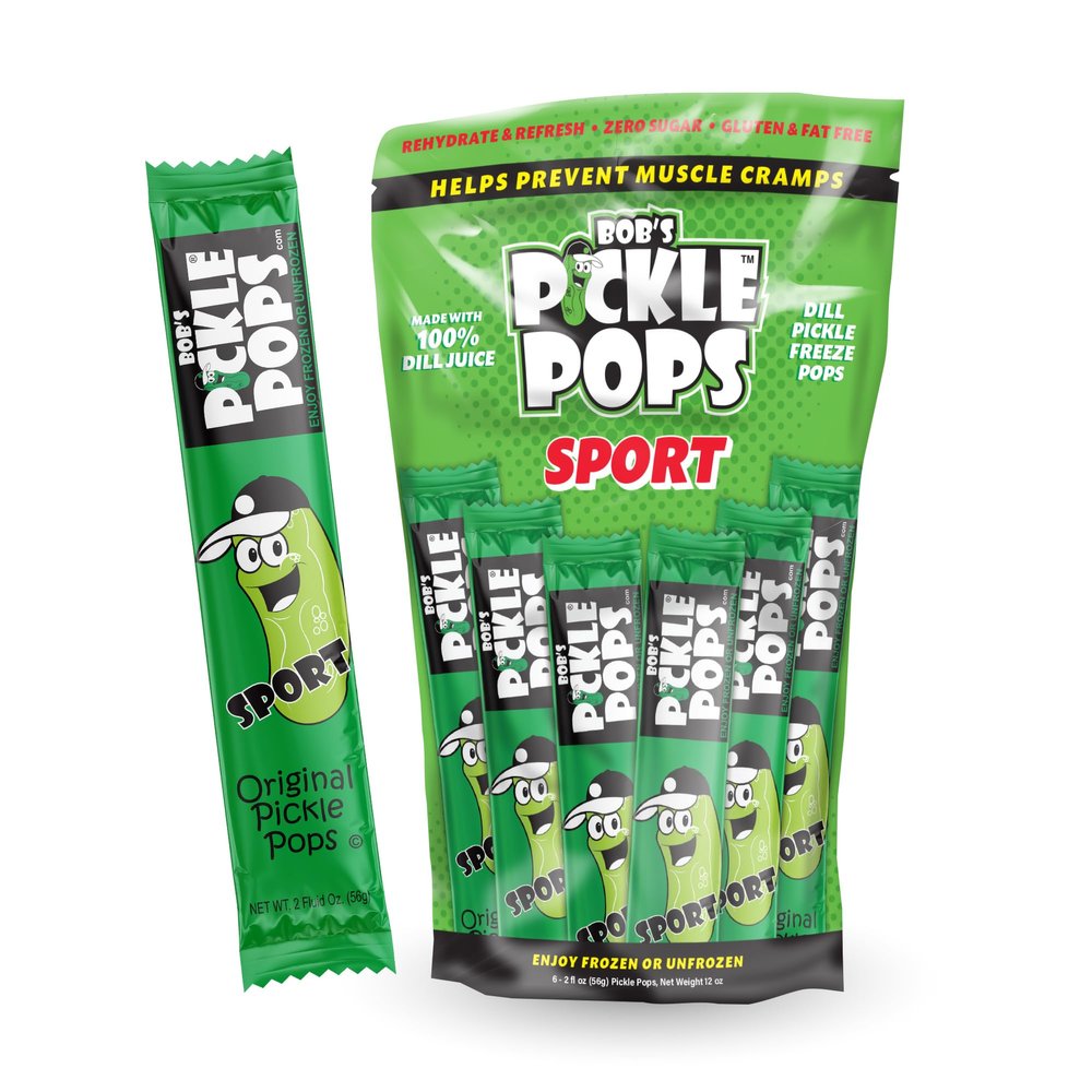 Bob's Pickle Pops - Original Dill Juice Flavor Ice Pops - Pre Workout Freeze Pops - Electrolyte Cramp Relief - Six Pops (Six count pack of one)