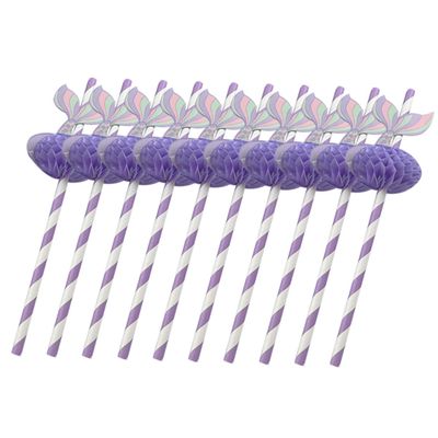 Hemoton Mermaid Party Favors 50pcs Honeycomb Paper Straws Fun Smoothie Straws for Iced Beverages