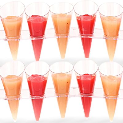 Blue Sky MiniWare Angled Clear Cones Wave Display | 10 Count - Disposable Cups for Dessert & Appetizer Presentation