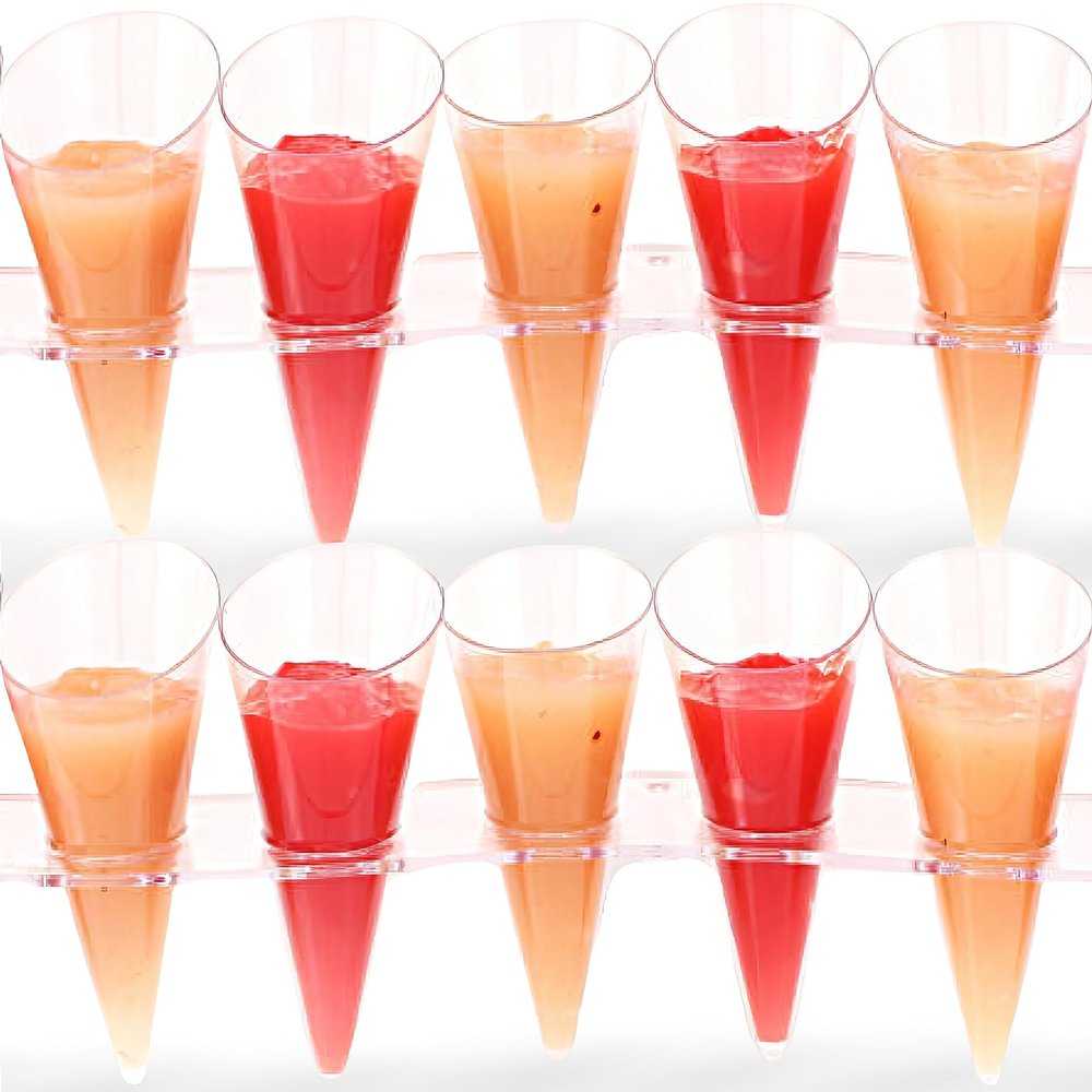 Blue Sky MiniWare Angled Clear Cones Wave Display | 10 Count - Disposable Cups for Dessert & Appetizer Presentation