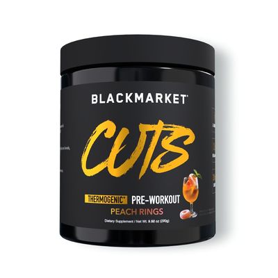 BLACKMARKET CUTS Pre Workout - Flavored Energy Powdered Drink Mix for Men & Women, Great for Muscle Definition, Thermogenic, Creatine Free, (Peach Ring, 30 Servings)
