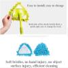 180 Rotatable Adjustable Triangle Cleaning Mop, Wet and Dry Mop with Extendable Long Handle, Cleaning Mops with 2 Reusable Mops Heads for Bathroom Floor Wall Sofa Bed Bottom (Green) view 3