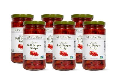 Jeff's Garden Roasted Bell Pepper Strips | Non-GMO, Gluten Free, Keto, Vegan, Kosher | 12 Fluid Ounce Jar (Pack of 6)