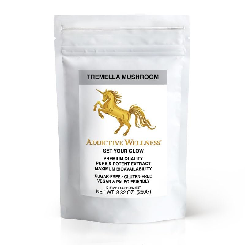 Addictive Wellness Tremella Mushroom Extract Powder Wood Grown Pure & Potent (250 Grams)