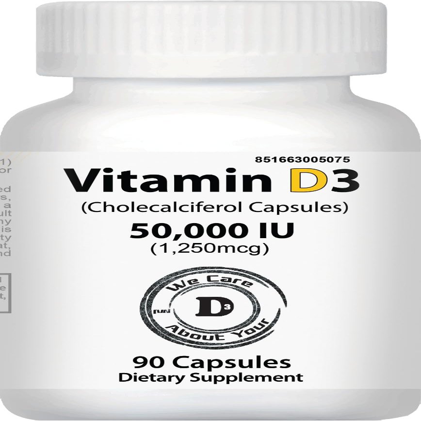 Vitamin D3 50,000 IU | 1250 mcg | Weekly Supplement | Cholecalciferol | Non GMO | Easy to Swallow | 90 Veggie Capsules