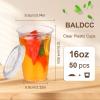 BALDCC 16 oz 50 Set Clear Plastic Cups with Lids, Disposable Cups with Lids, Plastic Coffee Cups for Cold Drinks, Iced Coffee, Milkshakes, Smoothies view 2