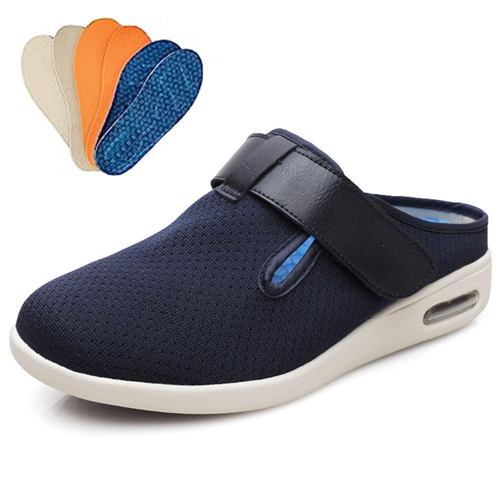 bumuam Women's Men Diabetic Shoes,Wide Widths Walking Edema Sneakers Adjustable Strap Easy On/Off with 3 Pairs Insoles Replacement Men 5/Women 6