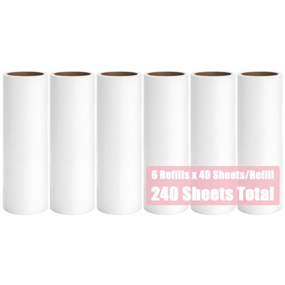 2.95 inch Lint Roller Refill for MINGRACE Mini Lint Roller Travel Size Lint Remover Refills for Clothes, 6 Rolls by 40 Sheets per Roll Total 240 Extra Sticky Sheets (Refills Only)
