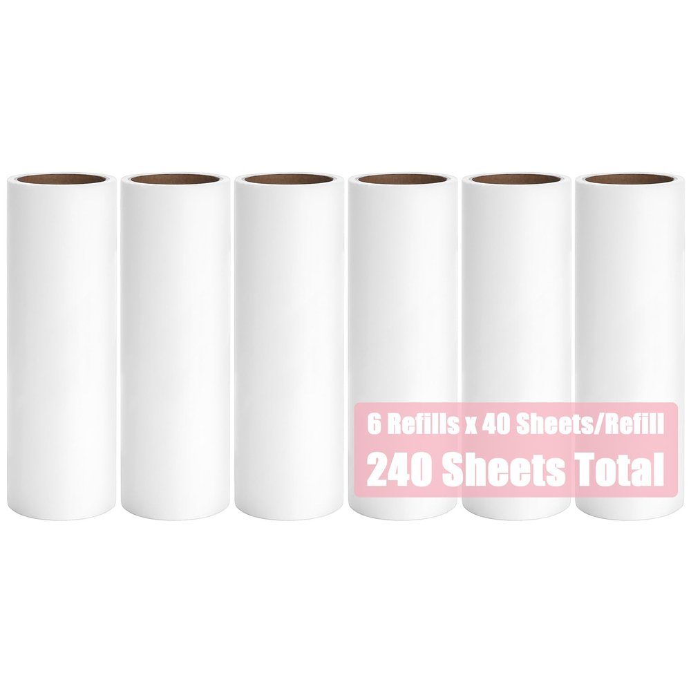 2.95 inch Lint Roller Refill for MINGRACE Mini Lint Roller Travel Size Lint Remover Refills for Clothes, 6 Rolls by 40 Sheets per Roll Total 240 Extra Sticky Sheets (Refills Only)