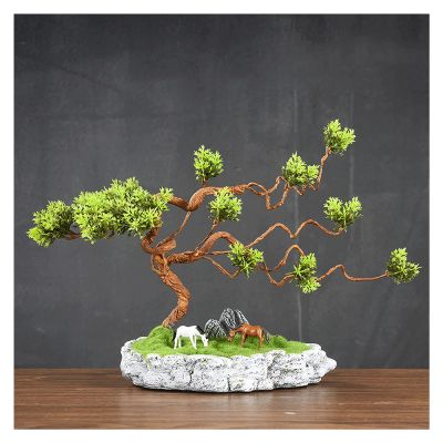 Artificial Trees Small Artificial Bonsai Tree Fake Plant Potted Pine Bonsai Plant Faux Bonsai for Windowsill Yard Desktop Display9 Inches Simulated Pine