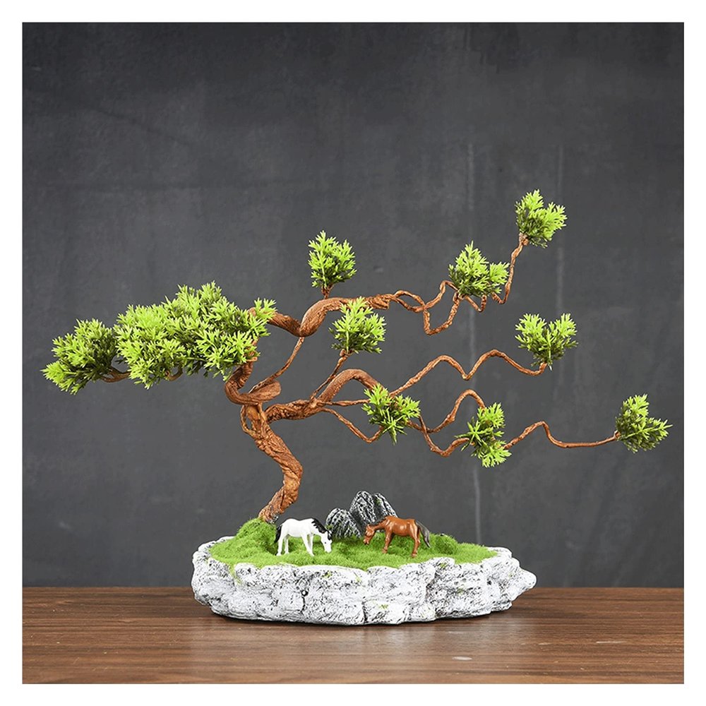 Artificial Trees Small Artificial Bonsai Tree Fake Plant Potted Pine Bonsai Plant Faux Bonsai for Windowsill Yard Desktop Display9 Inches Simulated Pine
