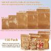150-Pack Kraft Paper Bags with Clear Window 5x8 Reclosable Small Stand Up Mylar Bags for Food Storage Resealable Smell Proof Pouch, Edible Packaging, Reusable bags for Small Business view 4