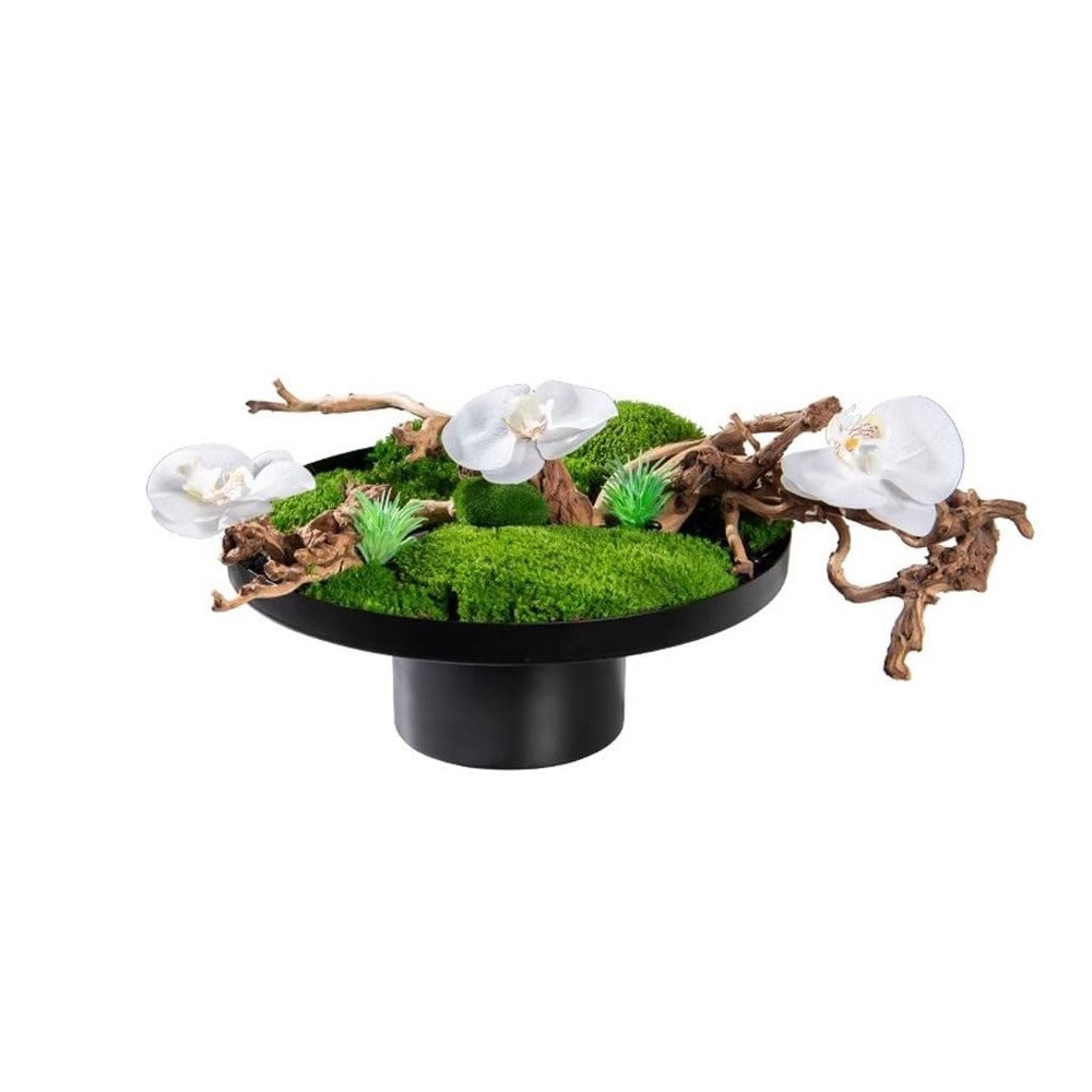 MACIUM Simulation Potted Plants Bonsai Tree Simulation Moss Green Plant Chinese Bonsai Flower Tea Table Tea Room Decoration Moss Green Plant Bonsai Flower Art Fake Plant Greenery Decor for Desk