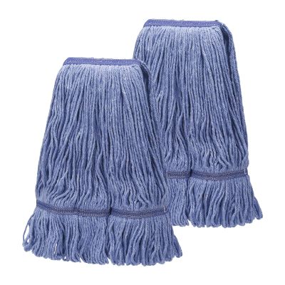 2 Pack Heavy Mop Replace Headmop Head Replacement,Commercial mop Heads,Reusable Mop Head Refills-Replacement Mop Heads SuitableWet Industrial Blue Cotton Looped End String Head Refill (Blue)