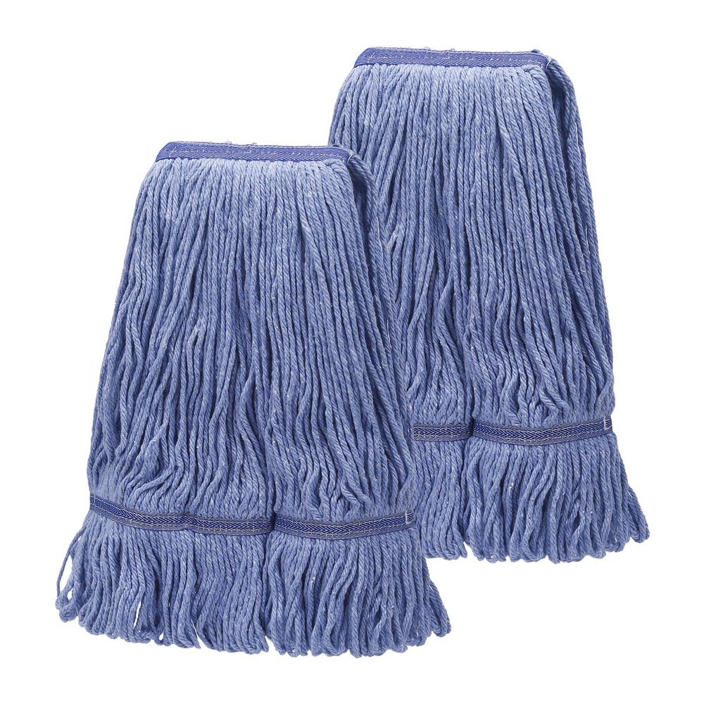 2 Pack Heavy Mop Replace Headmop Head Replacement,Commercial mop Heads,Reusable Mop Head Refills-Replacement Mop Heads SuitableWet Industrial Blue Cotton Looped End String Head Refill (Blue)