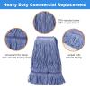 2 Pack Heavy Mop Replace Headmop Head Replacement,Commercial mop Heads,Reusable Mop Head Refills-Replacement Mop Heads SuitableWet Industrial Blue Cotton Looped End String Head Refill (Blue) view 2