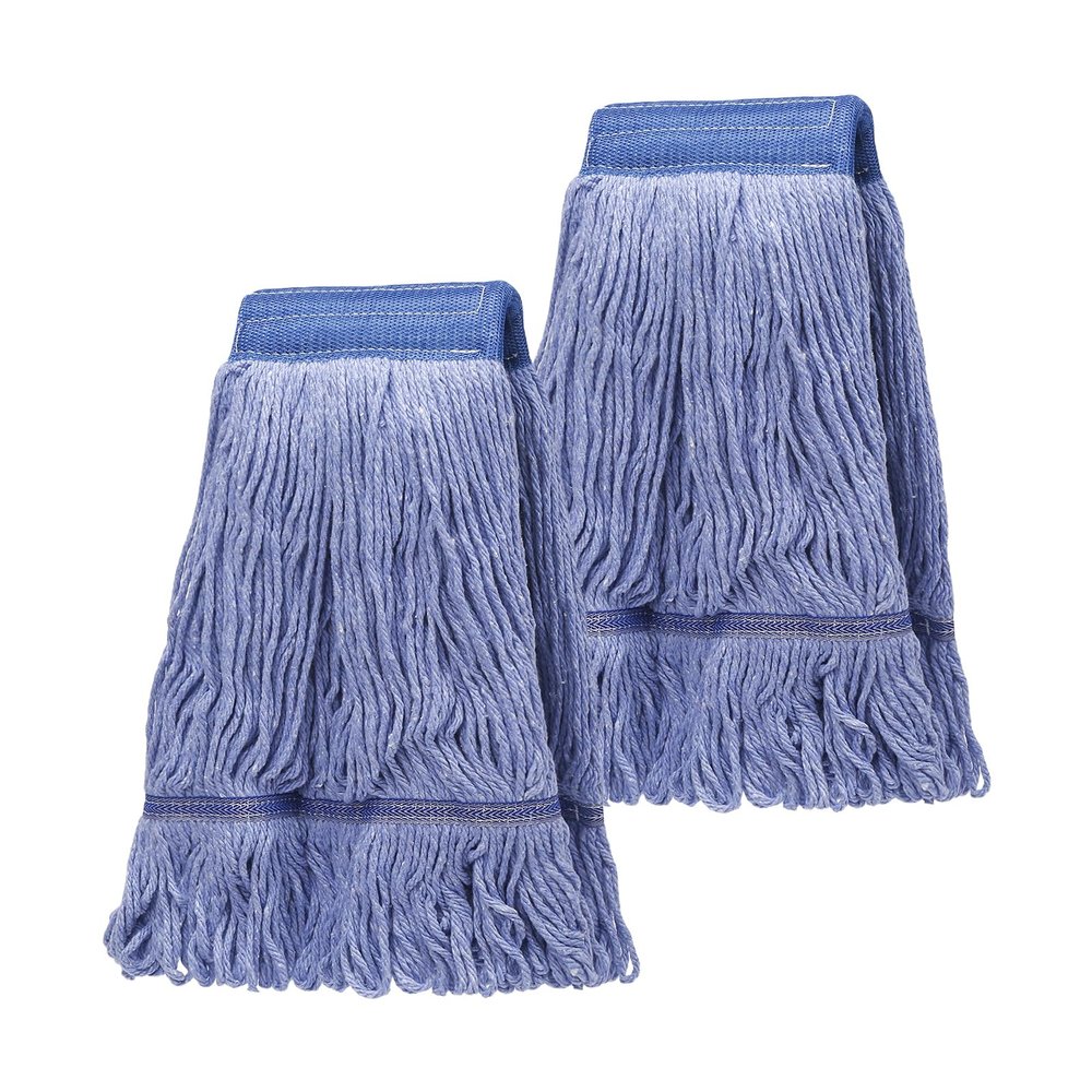 2 Pack Mop Head Replacement, Cleaning Heavy Duty Mop Head Commercial Replacement, Wet Industrial Blue Cotton Looped End String Head Refills, Heavy Mop Replace Head, for General and Floor Cleaning