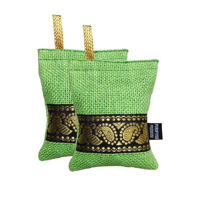 Green | 200 gram - Pack of 2 | Activated Carbon Air Purifying Bag | Non-Electric | Natural Odor Absorber for Car Clean and Fresh Indoor Air
