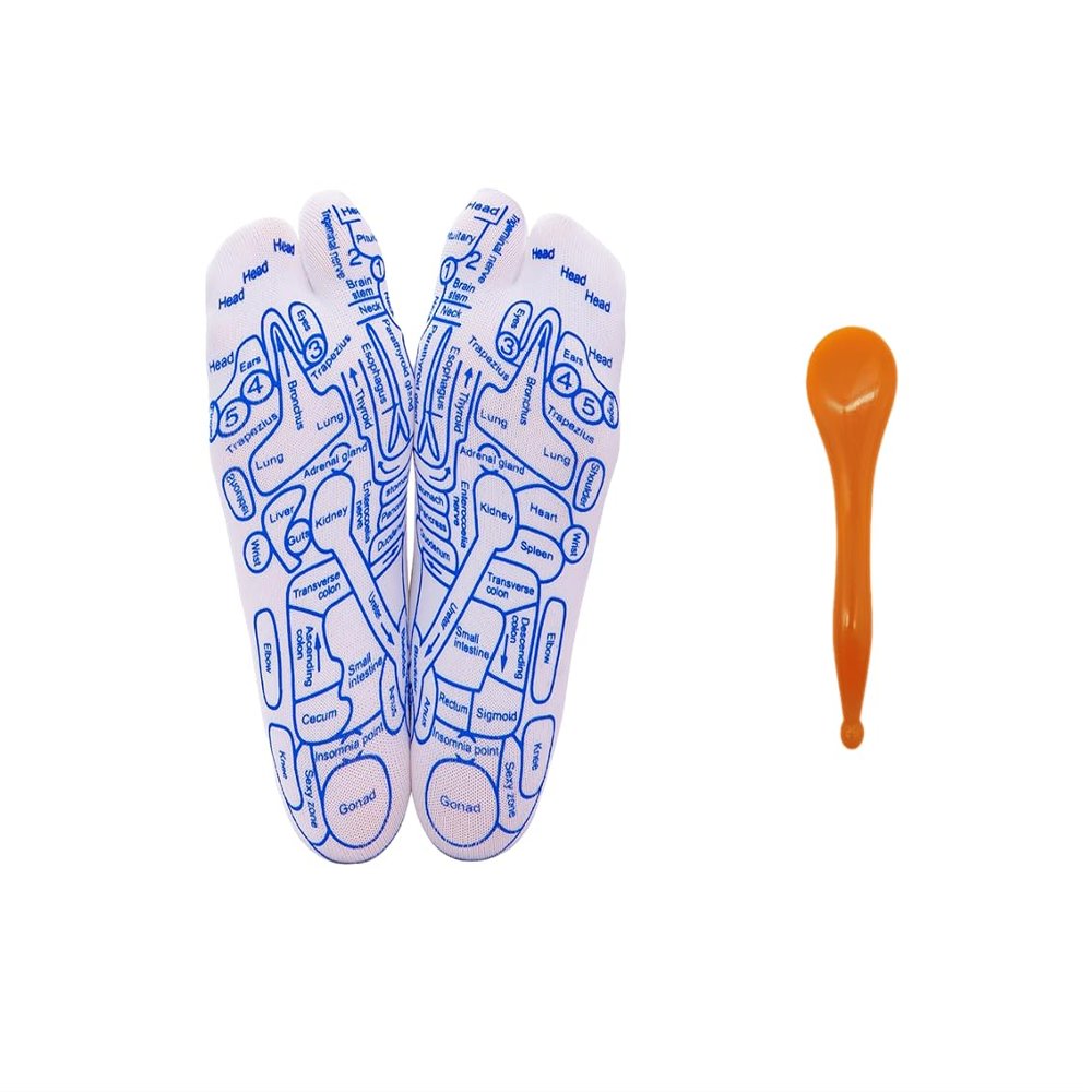 Broman Reflexology Socks with Acupressure Pen with Gua Sha End,Foot Pain Relief Remedy,Men's Size