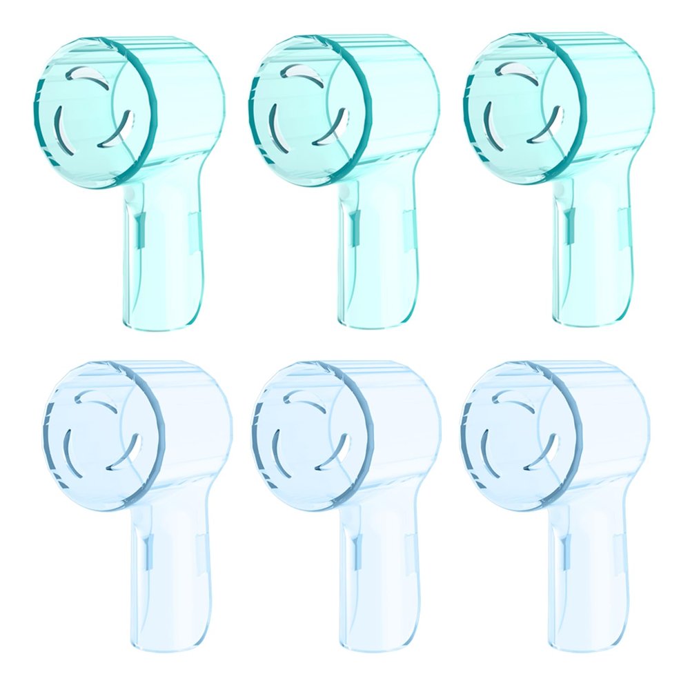 6 Pack Toothbrush Dustproof Cover Compatible with Oral B iO Ultimate Clean Gentle Care Replacment Heads and iO Series 3 4 5 6 7 7G 8 9 Electric Toothbrush, (Cyan+Blue)