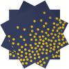 13 x 13 Inches Blue Party Napkins,Blue and Gold Beverage Napkin,100PCS Gold Dot Cocktail Paper Napkins for Birthday Wedding Graduation 2025 view 1