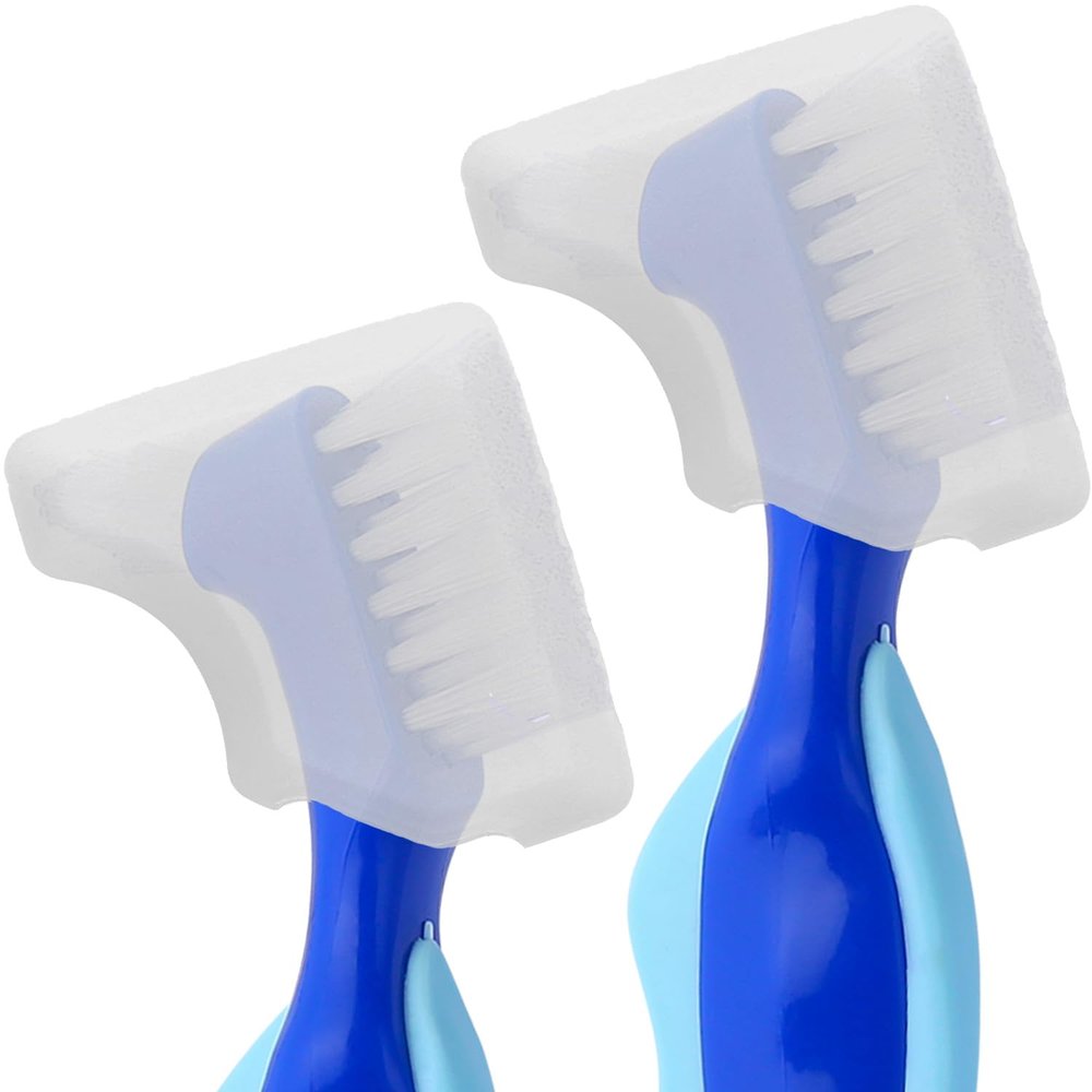 Anbbas 2pcs Silicone Denture Brush Cover Fit Most Denture Toothbrushes