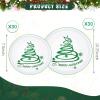 EBOOT 60 Pcs Christmas Plates Christmas Tree Plastic Plates Round Disposable Dessert Dinner supply for Holiday Party Supplies, 10.25 Inch and 7.5 Inch(Green,Stylish Style) view 2