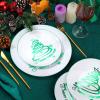 EBOOT 60 Pcs Christmas Plates Christmas Tree Plastic Plates Round Disposable Dessert Dinner supply for Holiday Party Supplies, 10.25 Inch and 7.5 Inch(Green,Stylish Style) view 4