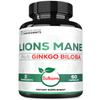 Satoomi Lions Mane with Ginkgo Biloba Supplement - 60 Capsules - Extra Strength for Restful Mind, Brain Health, Immune System & Focus - Gluten-Free, Non-GMO view 1