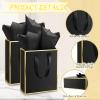 Yeaqee 24 Pack Metallic Paper Gift Bags with Handle and Tissue 9x7x3.1 Gold Foil Welcome Thank You Favor Bags Return Gifts for Wedding St. Patrick's 5 Senses Bridesmaid Birthday(Black and Gold) view 3