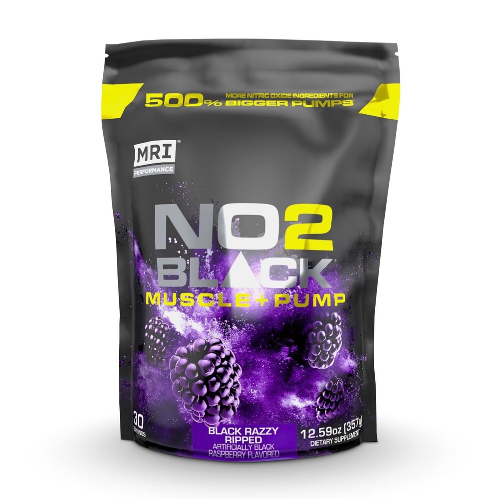 MRI NO2 Black Nitric Oxide Supplement for Pump, Muscle Growth, Vascularity & Energy - Powerful Stim-Free Pre-Workout with Citrulline (30 Servings) (Black Razzy Ripped)