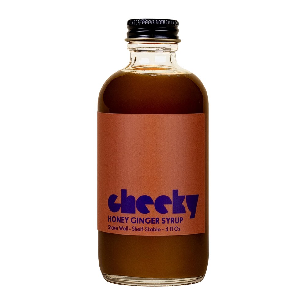 Cheeky Cocktails Honey Ginger Syrup, Bar Quality, Mixes Easily, Real Grade A Wildflower Honey, No Artificial Flavors or Preservatives, 4 Fl Oz (12-Pack)