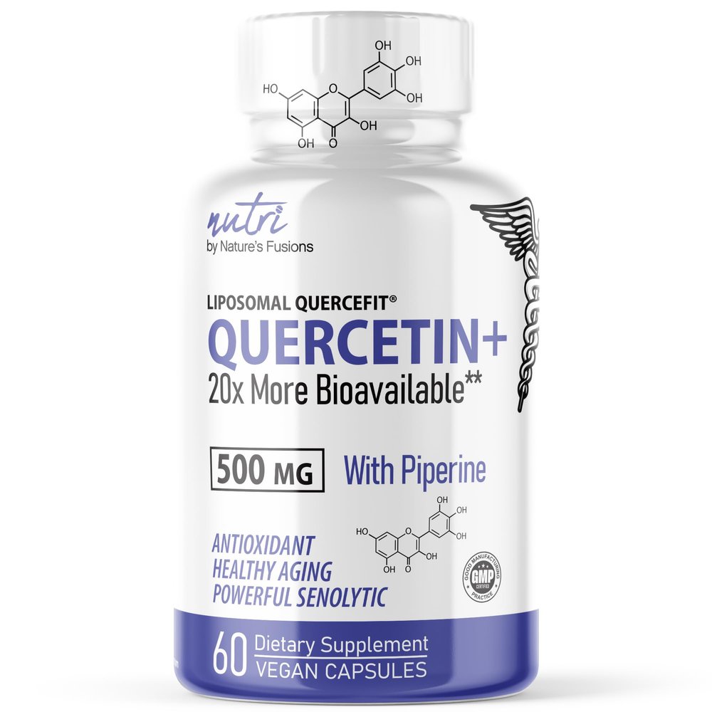 Nature's Fusions Nutri Liposomal Quercetin Phytosome with Piperine - Patented 20x More Bioavailable Than Quercetin Supplements - Supports Immune/Cardiovascular Health - 60 Quercetin 500mg Capsules