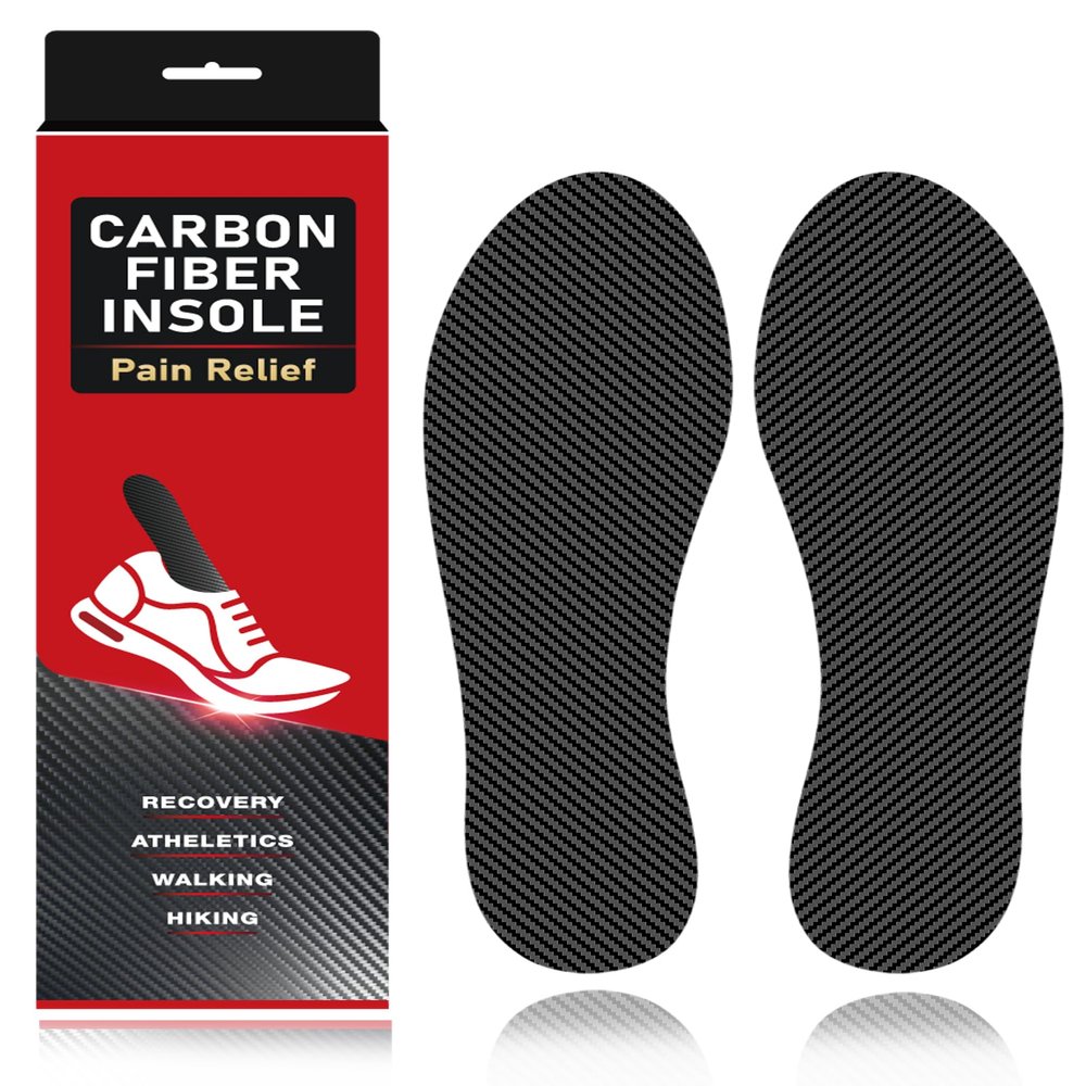 FANCYWING Carbon Fiber Insole -1 Pair | Rigid Shoe Insert, Arch Support Insole for Foot Pain, Arthritis, Hallux Rigidus, Turf Toe & Mortons Toe | Stiff Soles 22.5cm(Fit Men Size 5/Women 6)