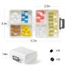 1 Pack Travel Pill Organizer,Portable Daily Pill Box,7 Grid Compartments Weekly Pill Case with Lables,Mini Medicine Organizer Box,Compact Pocket Pharmacy for Purse Vitamin Fish Oil Container (White) view 2