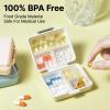 1 Pack Travel Pill Organizer,Portable Daily Pill Box,7 Grid Compartments Weekly Pill Case with Lables,Mini Medicine Organizer Box,Compact Pocket Pharmacy for Purse Vitamin Fish Oil Container (White) view 3