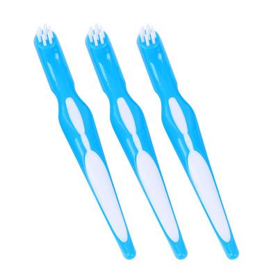 COHEALI 3pcs Toothbrush Double Brush for Cleaning - Handle for Gentle Care for Dentures and Retainers Portable for Home Use