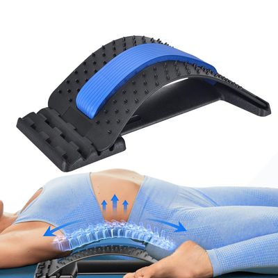 YooYuan Back Stretcher for Lower Back Pain Relief, 4 Level Adjustable Lumbar Cracker Board Massager, Stretching Device for Scoliosis, Sciatica (Blue)