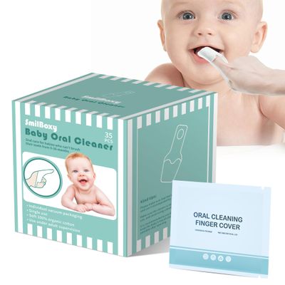 SmilBoxy 35PCS Finger Cots Baby Mouth Cleaner, Baby Tongue Cleaner Newborn Brushes Teeth with Fingers for 0-36 Months Toddler Care of Mouth, Finger Toothbrush Cleans Teeth, Wipes Tongue Surface
