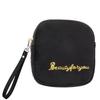 Adorable Pink Peri - Reusable Sanitary Napkin Pads Storage Bag Portable for Women Girls | Soft Touch Velvet with Matching Open Clip Lanyard | Reusable | Zero Waste Period (Black Velvet) view 1