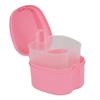 Genco Dental Denture Case, Denture Box with Strainer, Night Cleaner Denture Bath Box for Retainer, Mouthguard, False Teeth, and Denture Cleaning (Pink) view 1