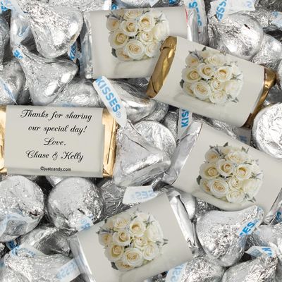 124 Pcs Personalized Wedding Candy Party Favors Wrapped Miniatures and Kisses (1.52 lbs) - Floral